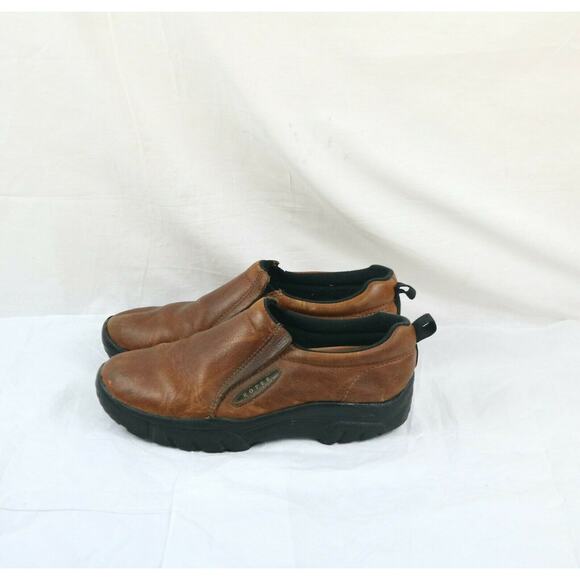 Roper Performance Mens Casual Slip On Shoes Size 10.5 Brown Leather Loafers - Picture 1 of 8